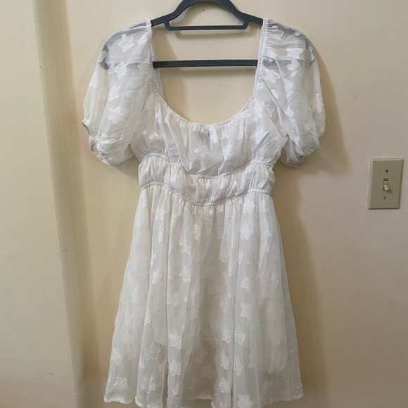 PRINCESS POLLY KENNY MINI DRESS PUFFY SQUARE NECK FLORAL PATTERN FRONT TIES - Picture 4 of 10